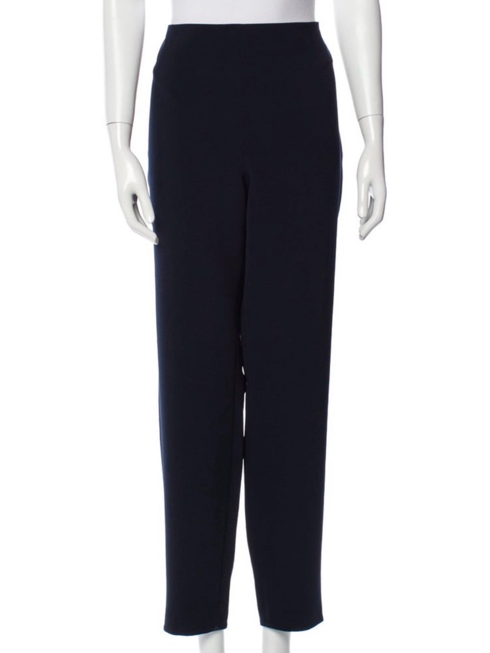 Classic High-Waist Straight-Leg Pants - Navy